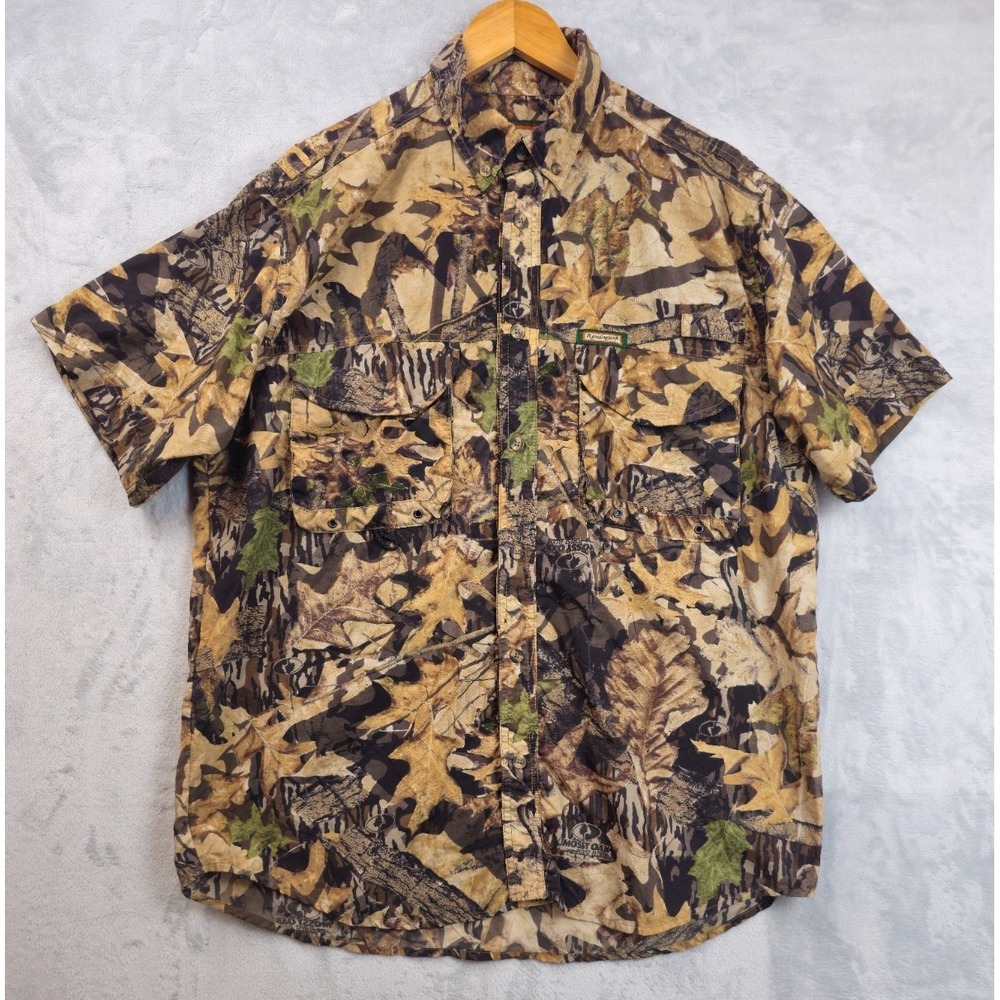 Remington Shirt Large Forest Floor Mossy Oak Outdoor Hunting Wood Vented Nylon